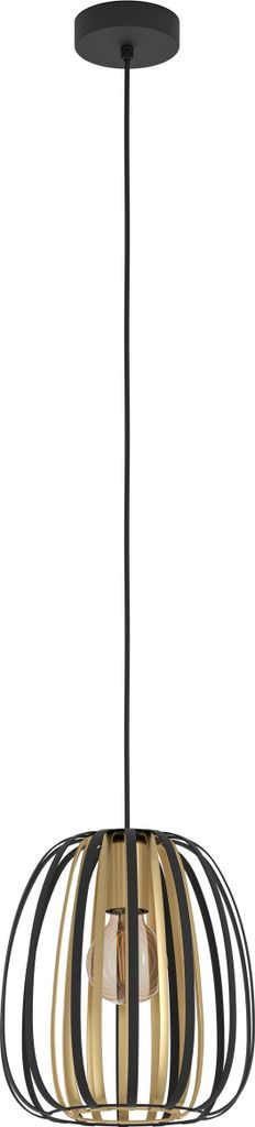 ENCINITOS Hängeleuchte Hängelampe Pendellampe Pendelleuchte - H110 x Ø25,5 cm - schwarz, gold - 1X40W exkl. - IP20