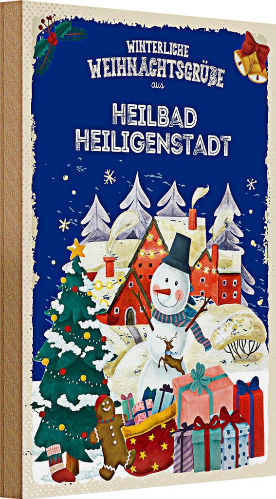 Holzschild Weihnachtsgrüße HEILBAD HEILIGENSTADT 20x30cm