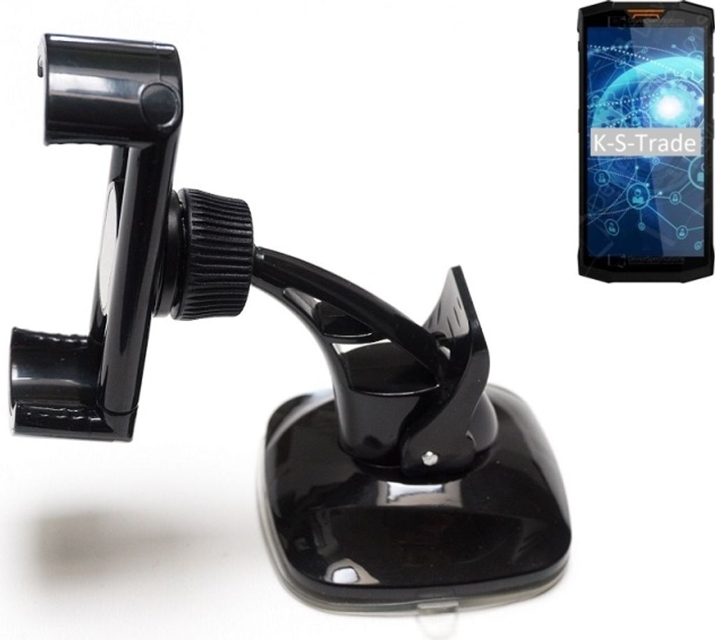 K-S-Trade kompakte Handy-Halterung Windschutzscheibe kompatibel mit Doogee S80 Armaturenbrett schwarz Autohalterung KFZ Halter Scheiben-Halterung