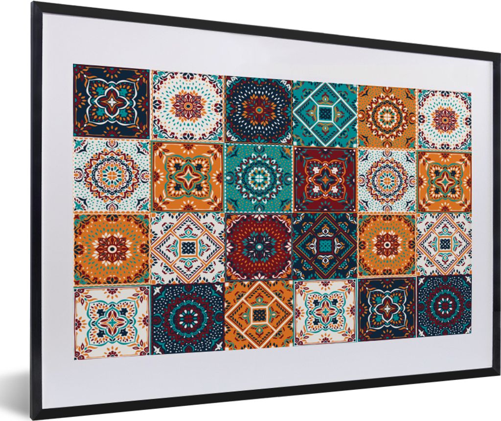MuchoWow Gerahmtes Poster Retro - Blatt - Design - Orange - Braun 60x40 cm - Poster mit Schwarzem Bilderrahmen Wandposter Rahmen Foto Bilder - Sc...
