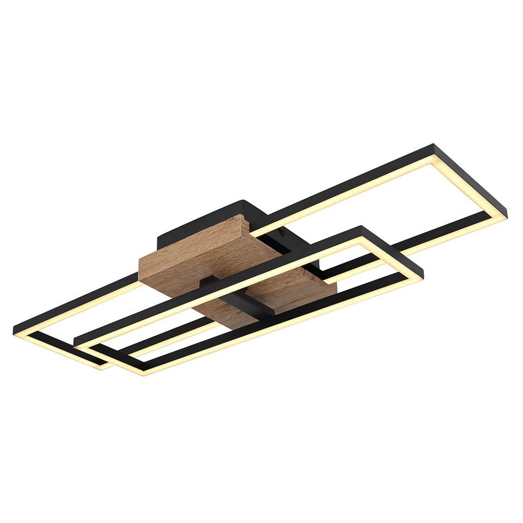 LED Deckenleuchte, Holzoptik, schwarz, beweglich, L 60 cm