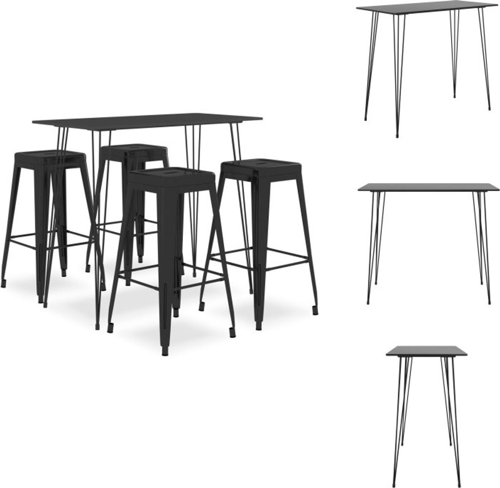 vidaXL 5-tlg. Bar-Set Schwarz - Essgruppen
