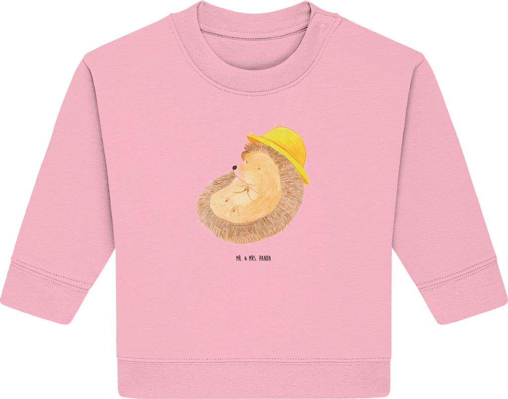 Mr. & Mrs. Panda Organic Baby Pullover Igel Beten 6. - 12. Monat - Baumwolle Pink - Geschenk, Lustige Sprüche, Dankbarkeit, Sonnenhut, Bullover, L...