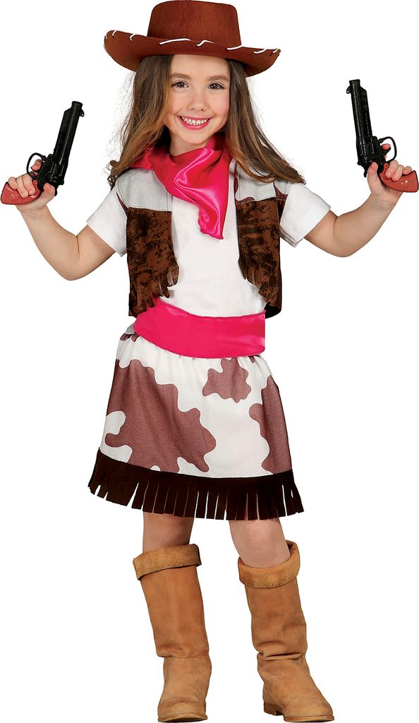 Cowboy Abenteuer Karneval Kostüm Wildwest Outfit Kinder Faschingsparty Western Gilet Hut Rock Stiefel Mode Accessoires Lustiger Sheriff Look, Grö...