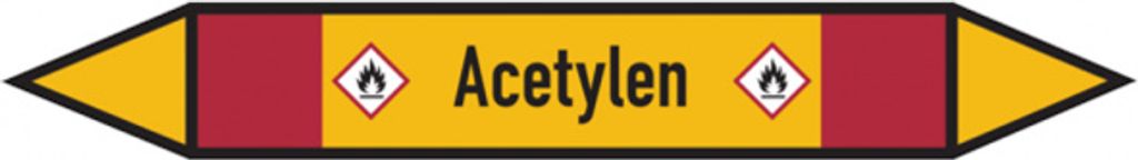 Dreifke Rohrleitungsetikett, Acetylen | Folie selbstklebend | 270x37 mm, 1 Stk