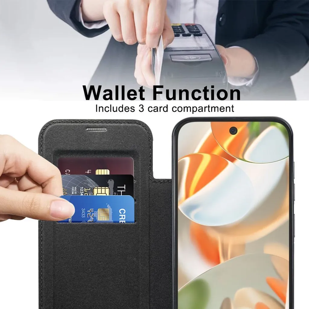 Suncase Custodia In Vera Pelle Per Google Pixel 3a – Slim-Edition Con Linguetta Di Estrazione E Chiusura Magnetica - 4