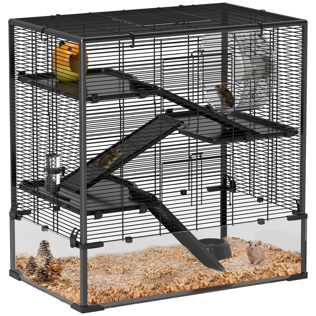PawHut Hamsterkäfig für Zwerghamster, 4-stufig Nagerkäfig Produktbild 