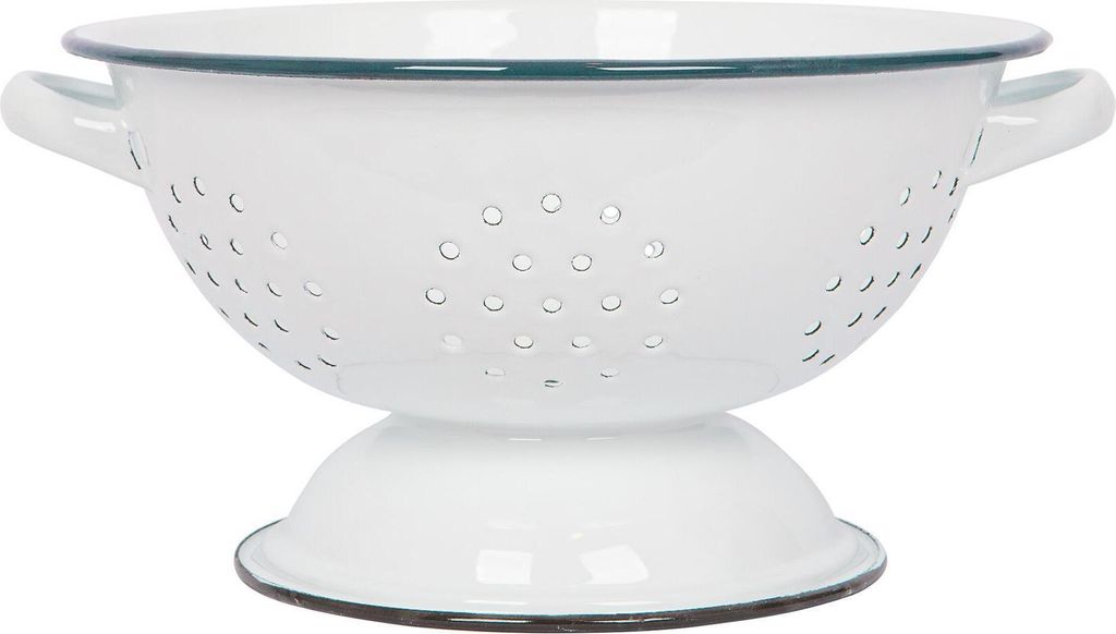 1x Grün 23.5cm Weiß Emaille-Sieb - Metall Küche Waschbecken Pasta Reis Essen Sieb Abtropffläche Schüssel mit Griffen - Von Argon Ta