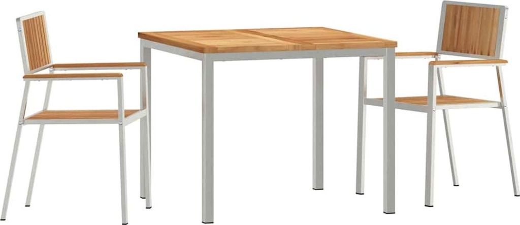 vidaXL Outdoortisch-Set 3 pcs Braun Massivholz Teak
