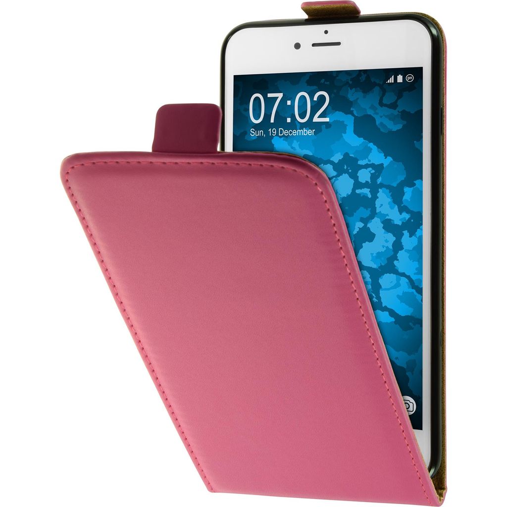 PhoneNatic Kunst-Lederhülle kompatibel mit Apple iPhone 7 Plus / 8 Plus - Flip-Case pink + 2 Schutzfolien