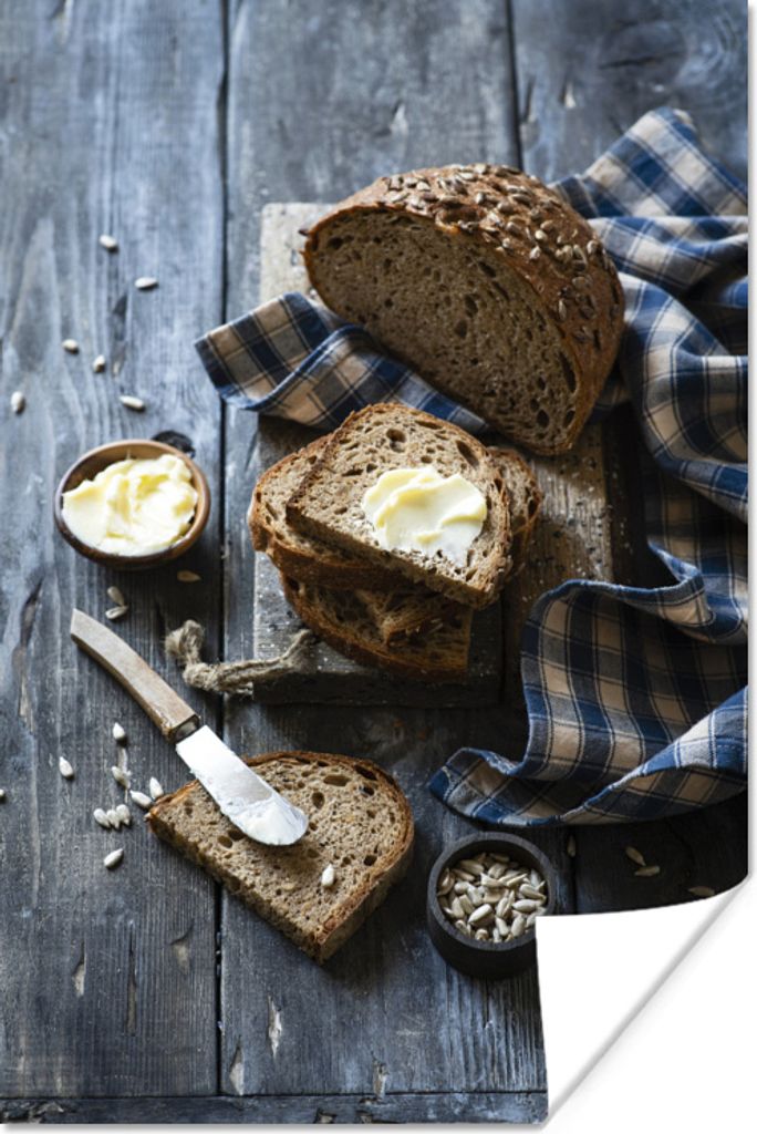 MuchoWow Poster Brot mit Butter 40x60 cm - Plakate für die Wand - Poster Babyzimmer
