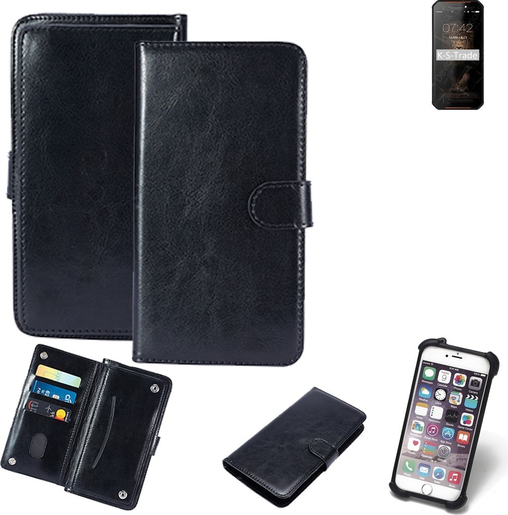 K-S-Trade 360° Hülle kompatibel mit Leagoo XRover C schwarz Kunstleder Case BookCase WalletCase Kunstlederederhülle Handyhülle, Rundumschutz