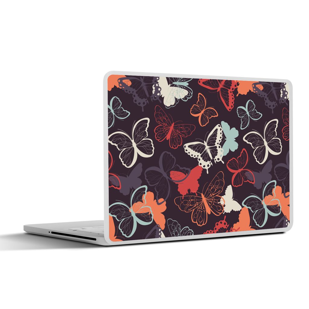 MuchoWow Laptop Aufkleber Sticker Cover Schmetterlinge - Muster - Abstrakt 25x18 cm - Laptop-Deko