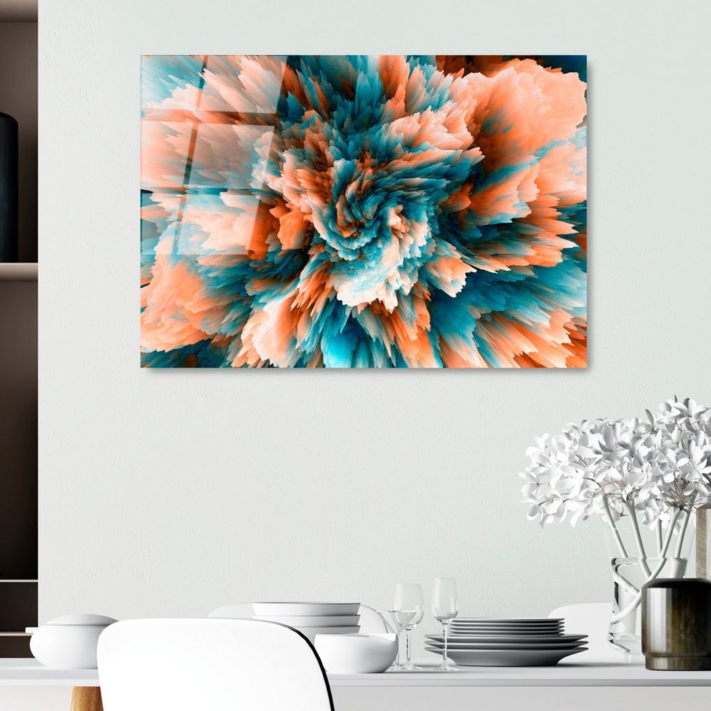 Wallity, UV-391 50 x 70, Dekorative Malerei aus gehärtetem Glas, 100 % gehärtetes Glas, Mehrfarbig, 50 x 70 cm