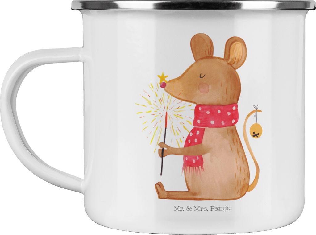 Mr. & Mrs. Panda Teetasse Maus Weihnachten - Weiß - Geschenk, Weihnachtswunder, Emaille Becher, Weihnachtsgruß, Frohe, Haferl, Tasse, Weihnachtsm...