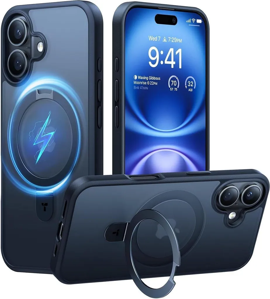 TORRAS Ostand iPhone 16 Custodia MagSafe Protezione Militare Nero