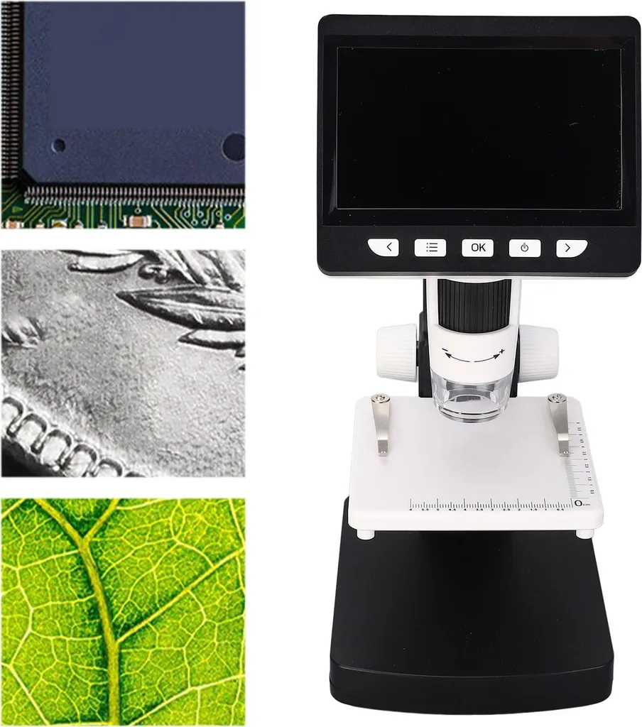 Microscope 1080p à Écran IPS 4,3'' et Éclairage 8 LED Ajustables