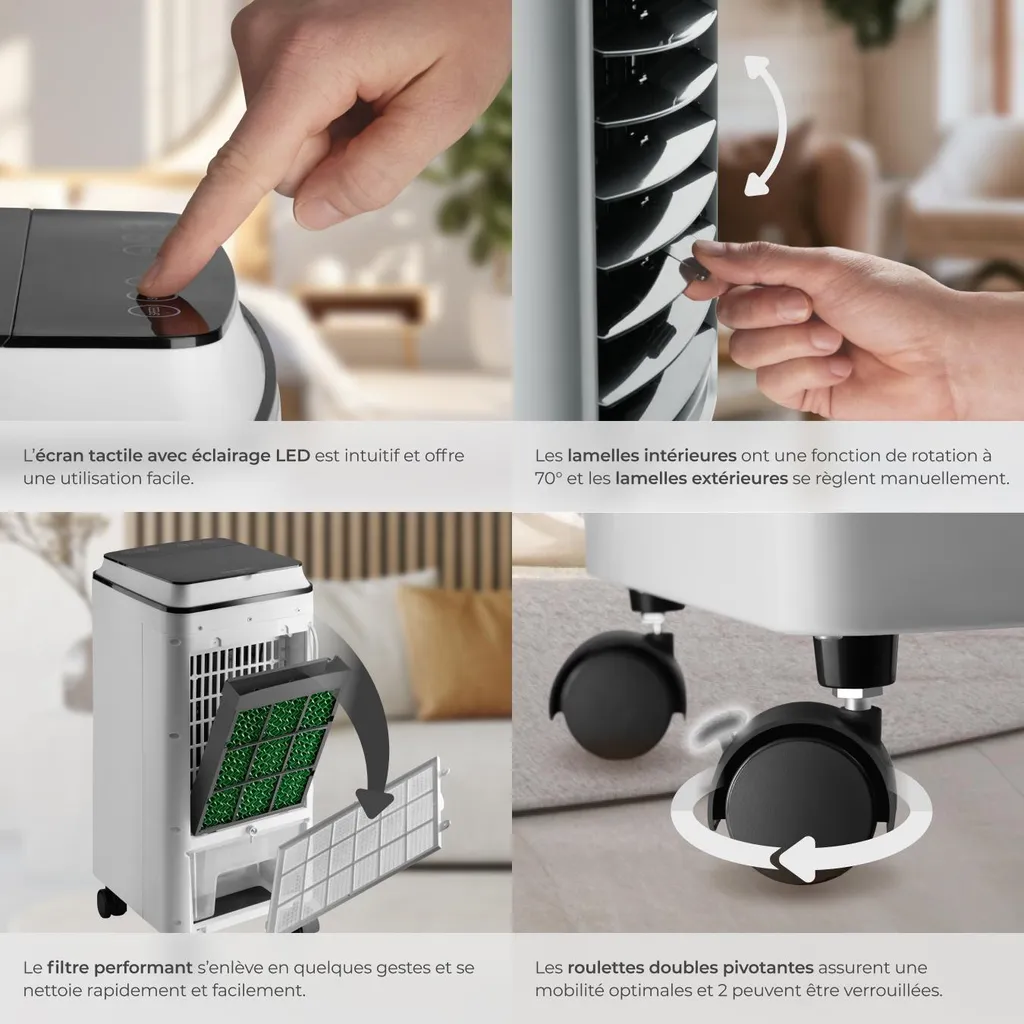 Climatiseur mobile monobloc blanc programmable pour chambre et salon - 5