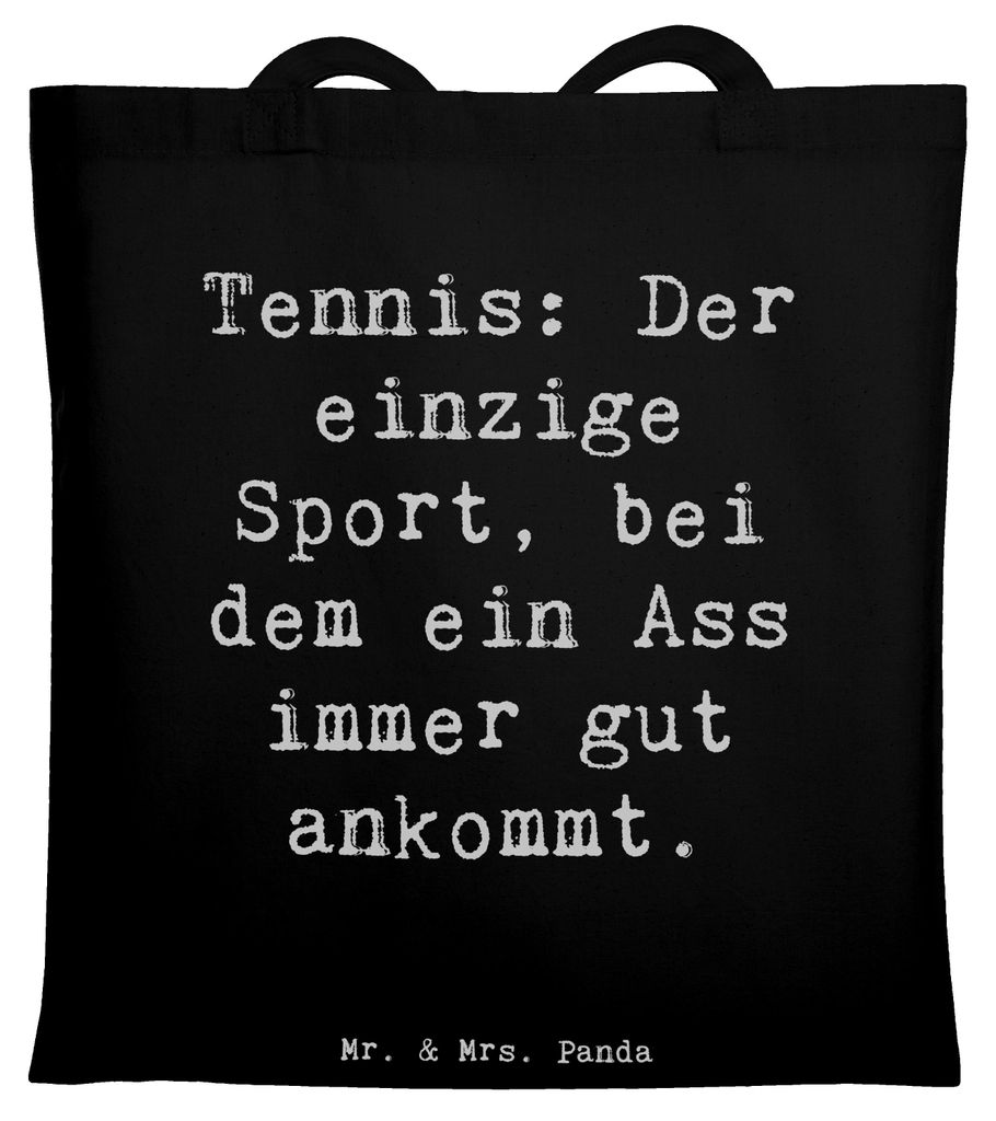 Mr. & Mrs. Panda Einkaufstasche Spruch Tennis Ass - Schwarz - Geschenk, Laptoptasche, Uni Tasche, Shopping, Sportler Geschenke, Sport, Jutebeutel, ...