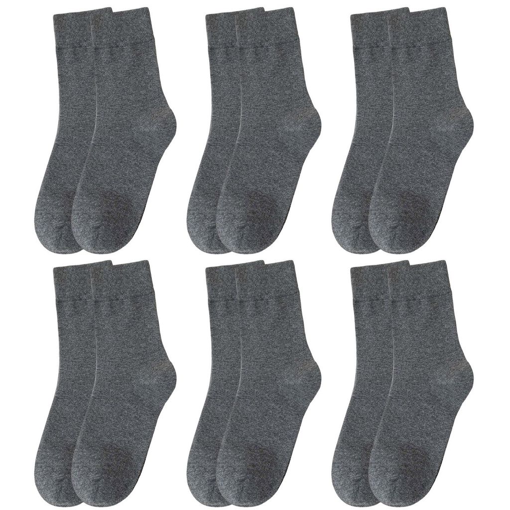 6 Paar Damen Crew Socken Baumwolle Socken Atmungsaktive Sportsocken Freizeitsocken, Dunkelgrau
