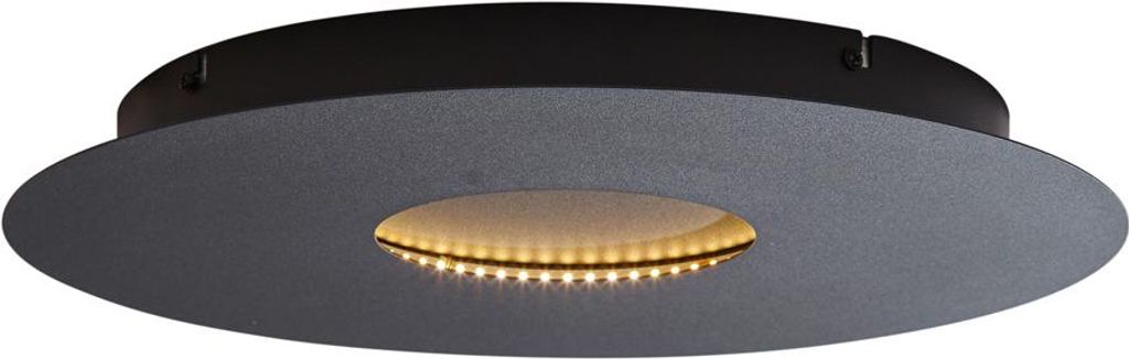 Qazqa led Modern, Minimalistisch Deckenleuchte, Deckenlampe - Morning - Schwarz, Rund, 2700K, warmweiß, dimmbar, 40cm, Ideal als Flur, Schlafzimme...