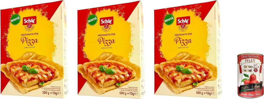 3xSchar Pizzamischung mit Hefe 500gr + Hefe 10gr + Italian Gourmet pelati 400gr