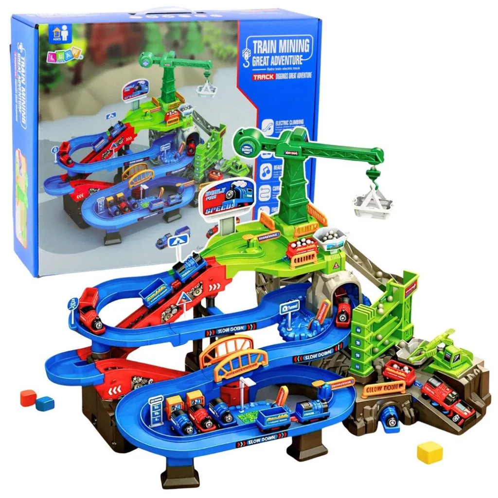 Set interactif voie ferrée exploitation minière et trains de fret 64 pcs