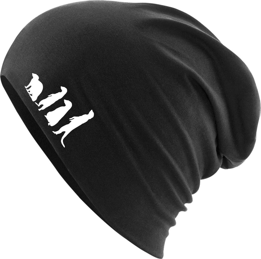 Huuraa Beanie Erdmännchen Silhouette Black One Size Baumwolle und Elasthan Mütze Geschenkidee