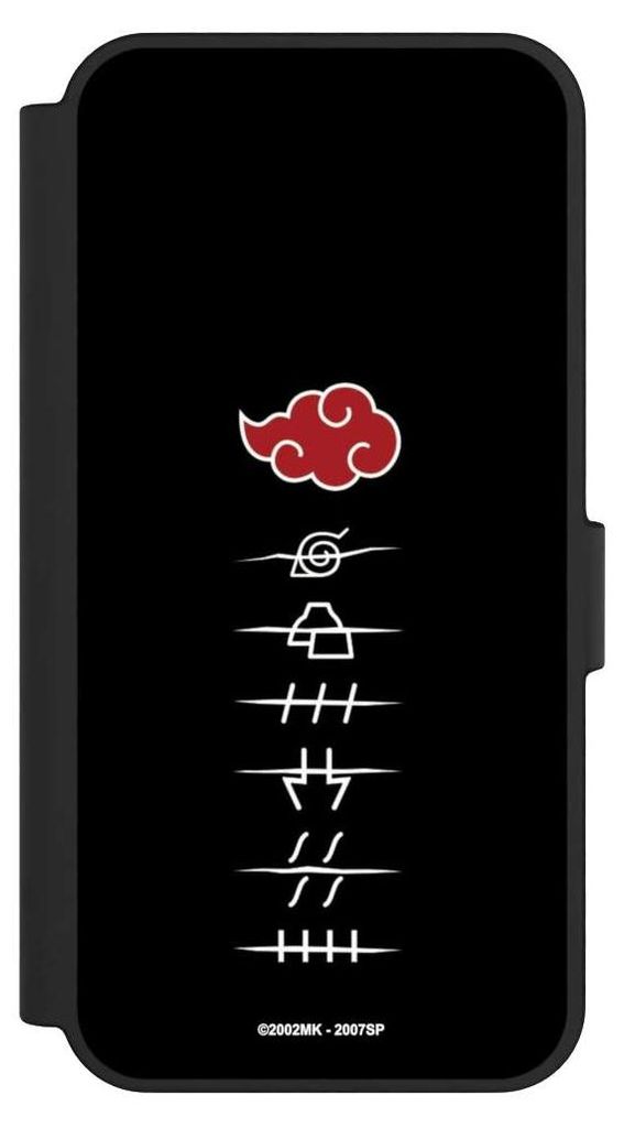 NIVOCASE Klapphülle für Samsung Galaxy S24 FE 5G Handyhülle aus Kunst Leder NIVOflip schwarz Naruto Shippuden Offizielles Lizenzprodukt Akatsuki