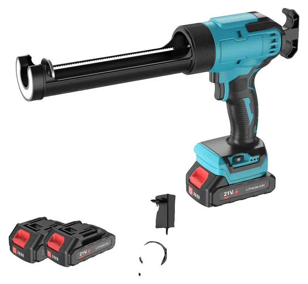 Pistolet à mastic sans fil bleu avec 2 batteries et vitesse réglable