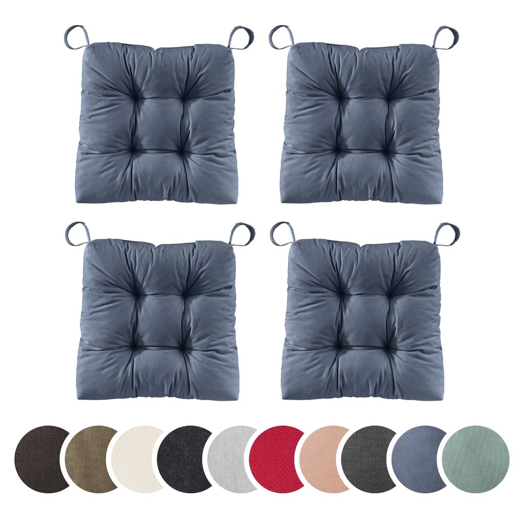 sleepling - 4er Set Stuhlkissen, Sitzkissen, für Indoor und Outdoor, 40 x 38 cm, jeans