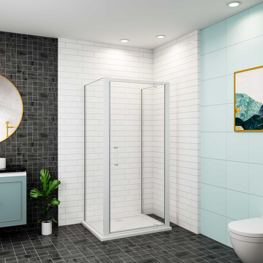AICA U-form Duschkabine 100x185cm Pendeltür Schwingtür mit Produktbild 
