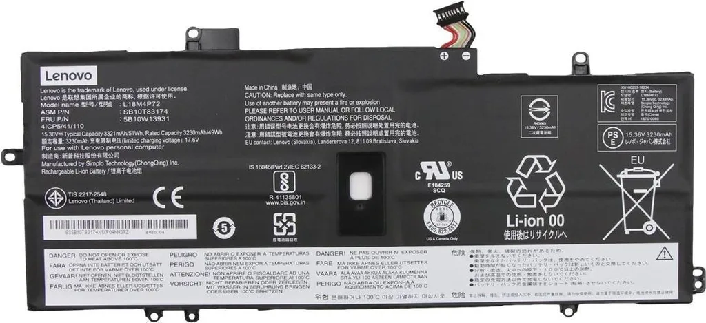 Batteria per Lenovo ThinkPad X1 Carbon G7 G8 L18M4P72 3321mAh 51Wh