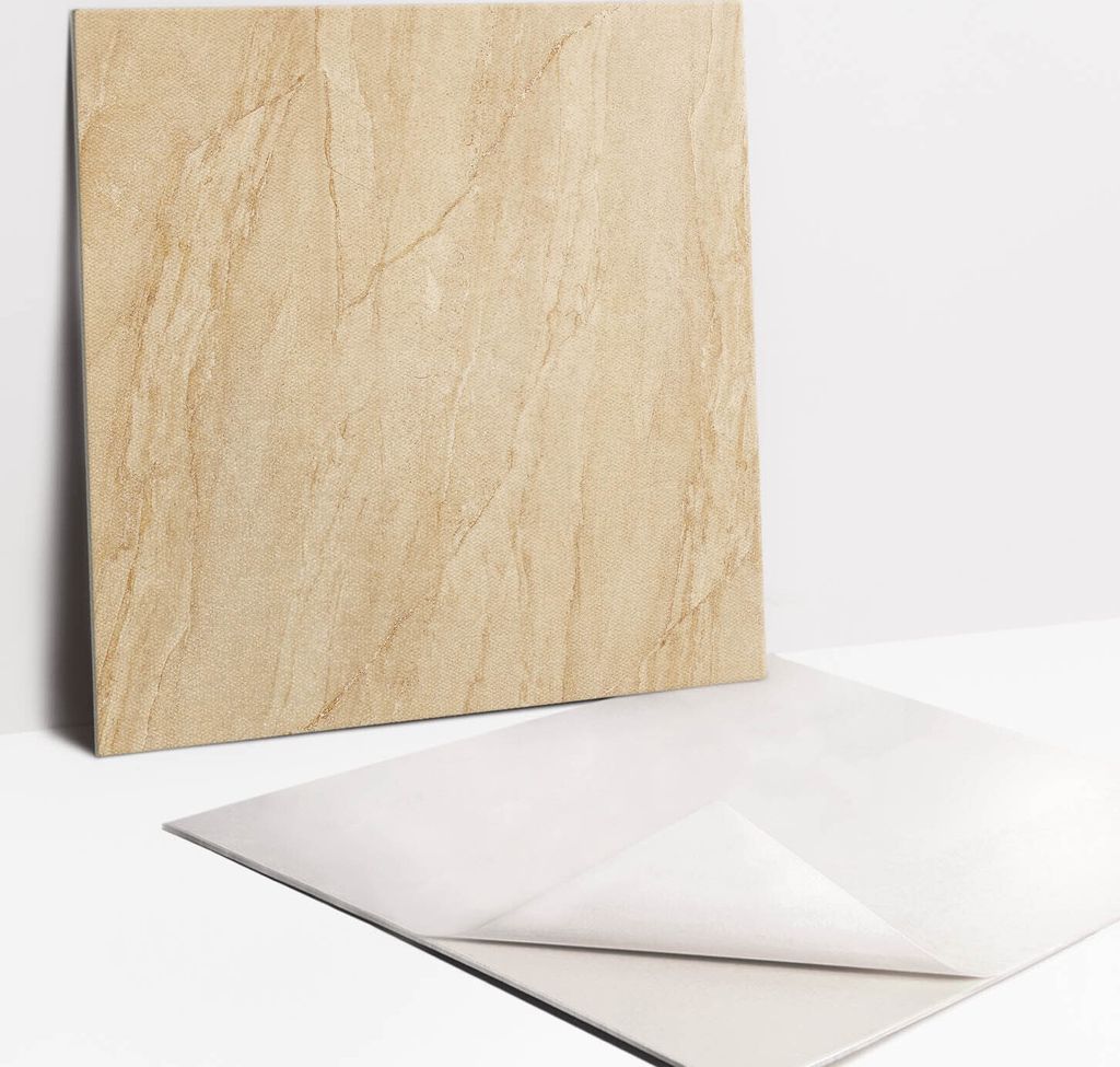 Fliesenaufkleber Set - 9 Stück Selbstklebende PVC Fliesen-Designs - Für Bad und Küche 30 x 30 - Sandsteintextur