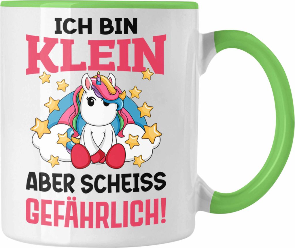 Trendation - Klein Aber Sch Gefährlich Lustige Einhorn Tasse mit Spruch Geschenkidee Einhornfans (Grün)