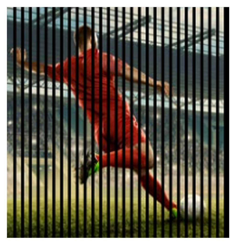 Akustikpaneele mit Digitaldruck Soccer01 19 x 1133 x 1195 mm Fußball Stadion MDF PET-Fasern Wandpaneele Grau Rot 2 Einzelplatten