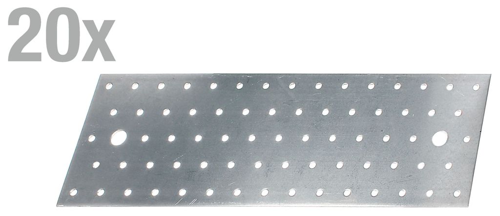 Alberts 20x Lochplatte 300x100x2 mm Lochplattenwinkel sendzimirverzinkt stabiler Metallverbinder