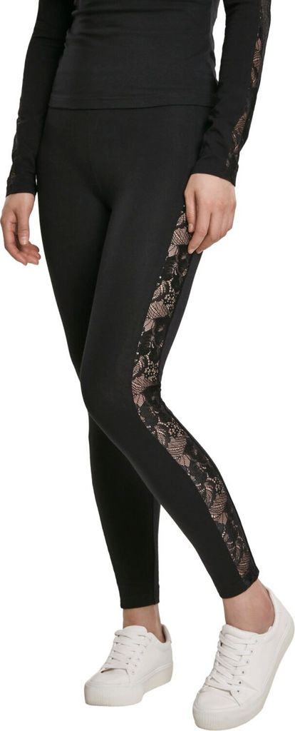 Urban Classics Leggings Damen Ladies Lace Striped Leggings schwarz XL