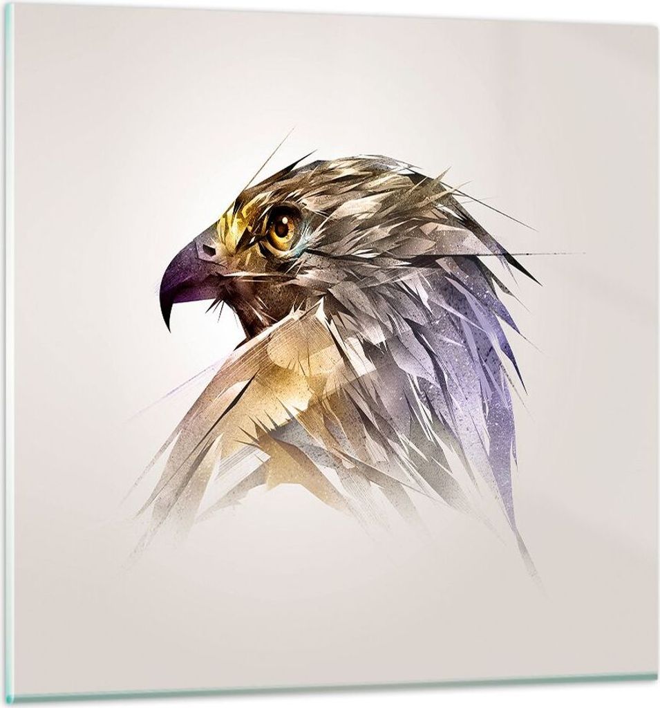 Bilder auf glas - Adler Vogel Feder - 50x50cm - Glasbilder - Wandbilder - Kunstdruck - zum Aufhängen bereit - Wanddekoration aus Glas - Glas Bilde...