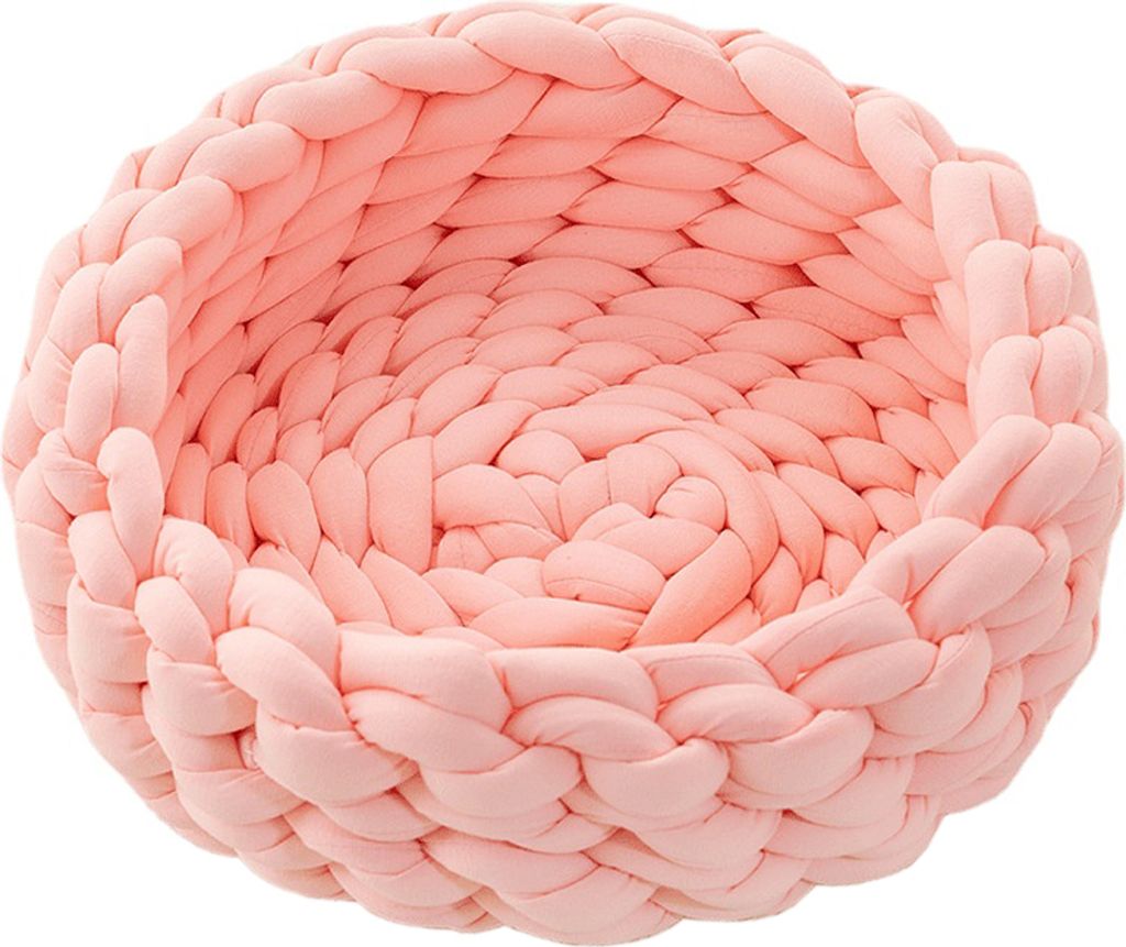 Katzenbett waschbar Polyester-Stricken Hundebett - Katzenschlafplatz für Katzen und kleine Hunde, Katzenkissen rund Kuschelbett Größe in 30x30 c...