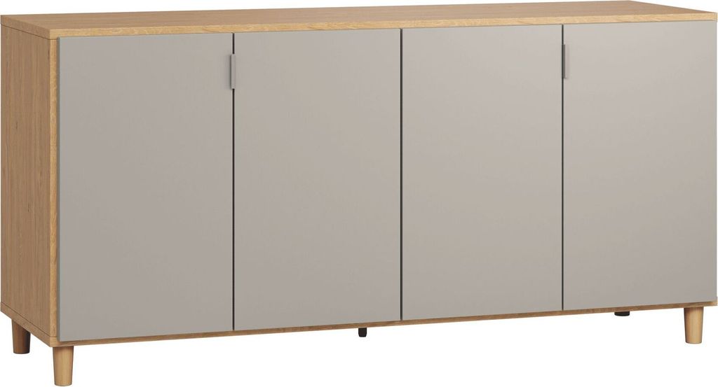 Kommode Nanez 04, Farbe: Eiche / Grau - Abmessungen: 78 x 160 x 47 cm (H x B x T)