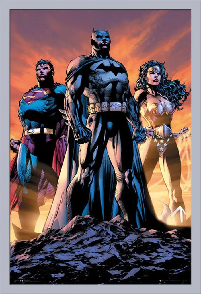 Poster DC Justice League Trio + Cornice Shinsuke Argento 61x91,5 MDF