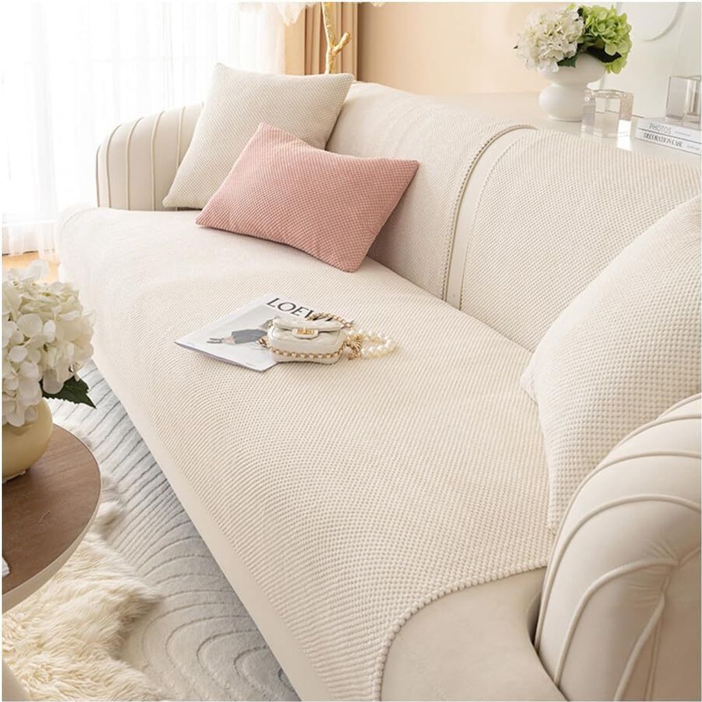 Sofabezug L-Form Ecksofabezug 2/3/4-Sitzer Sofaschutz Rutschfest Sofa/Couch Überwurfdecke Sofaschutz Katze/Hunde (Beige, 70x180 cm)