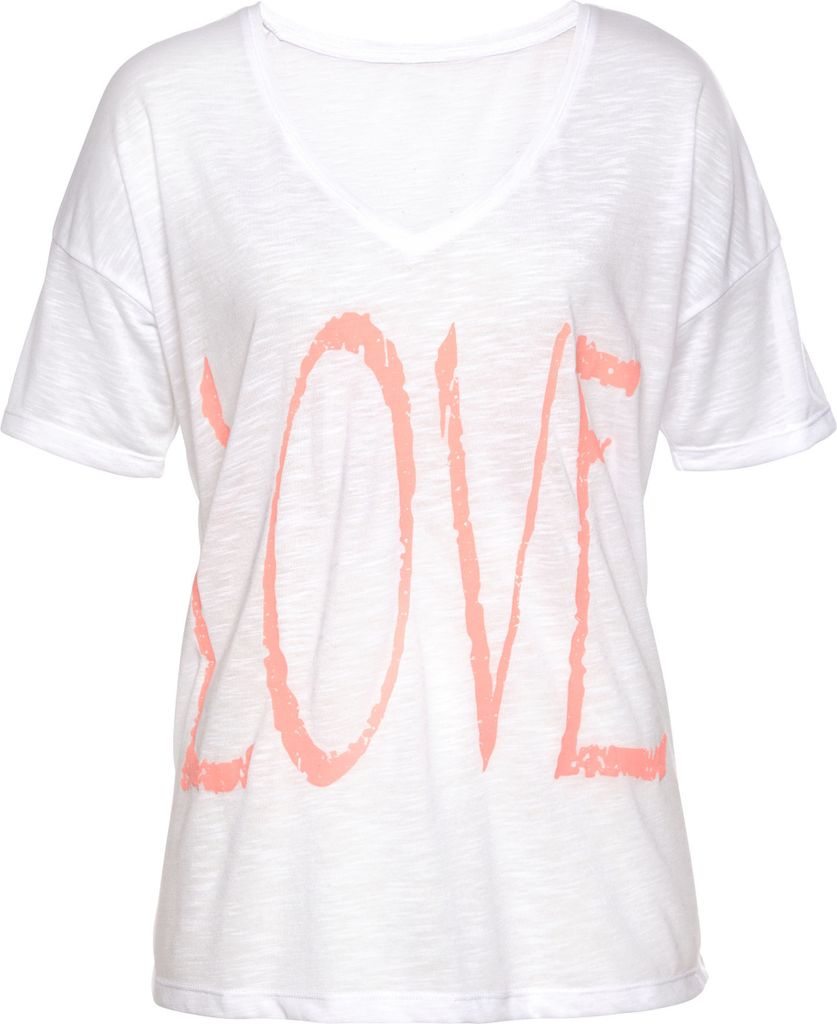 VIVANCE V-Shirt weiß-neonorange Größe 36/38