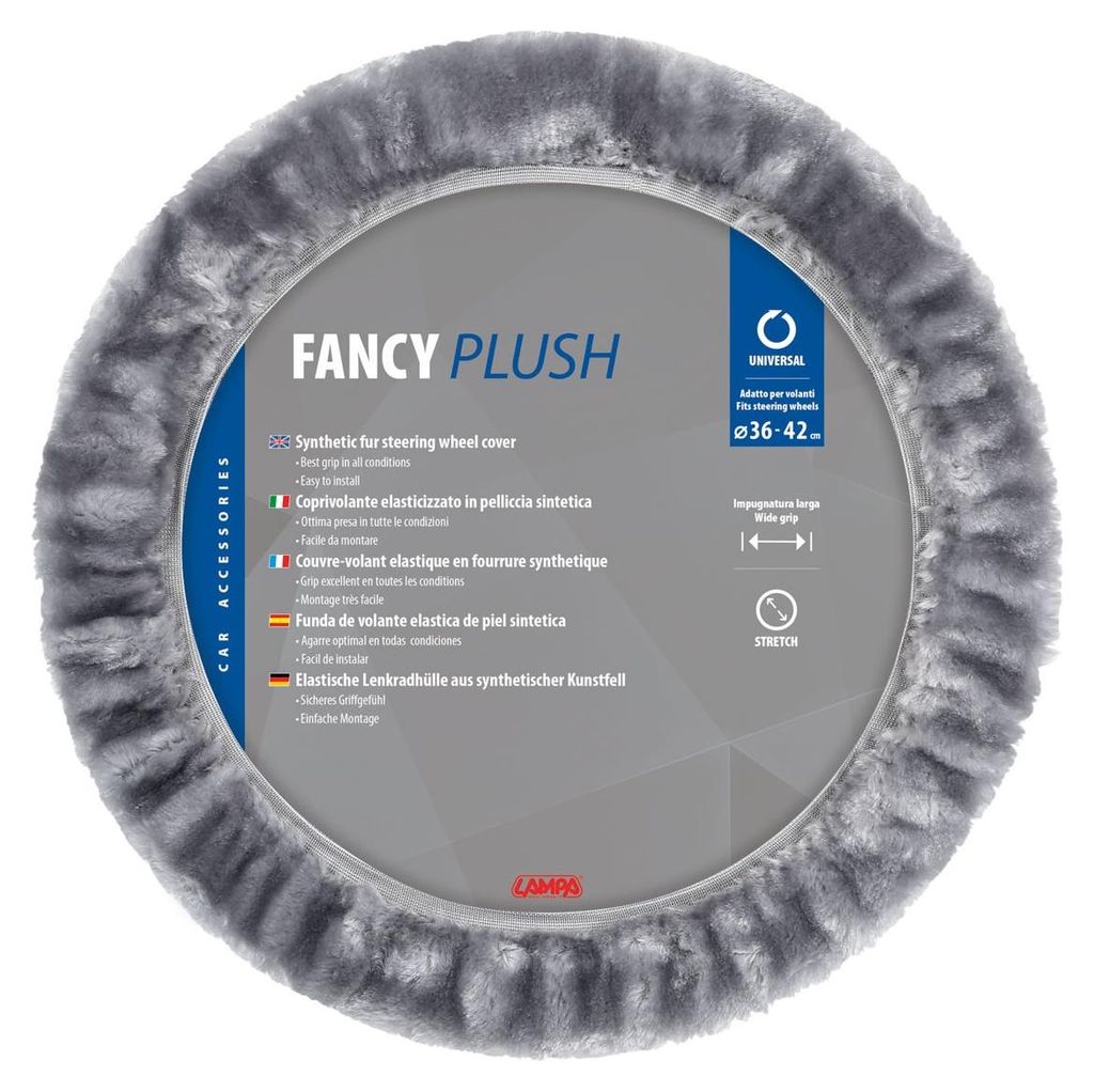 Efektní plyšový potah volantu z umělé kožešiny šedý pro Obrázek produktu 