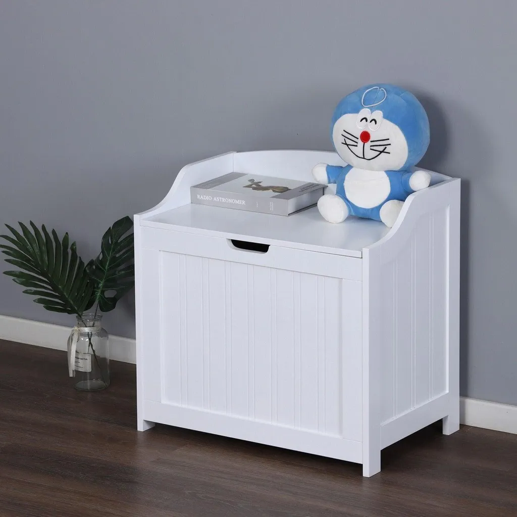 Bac à linge discret pour salle de bain en MDF avec fermeture douce