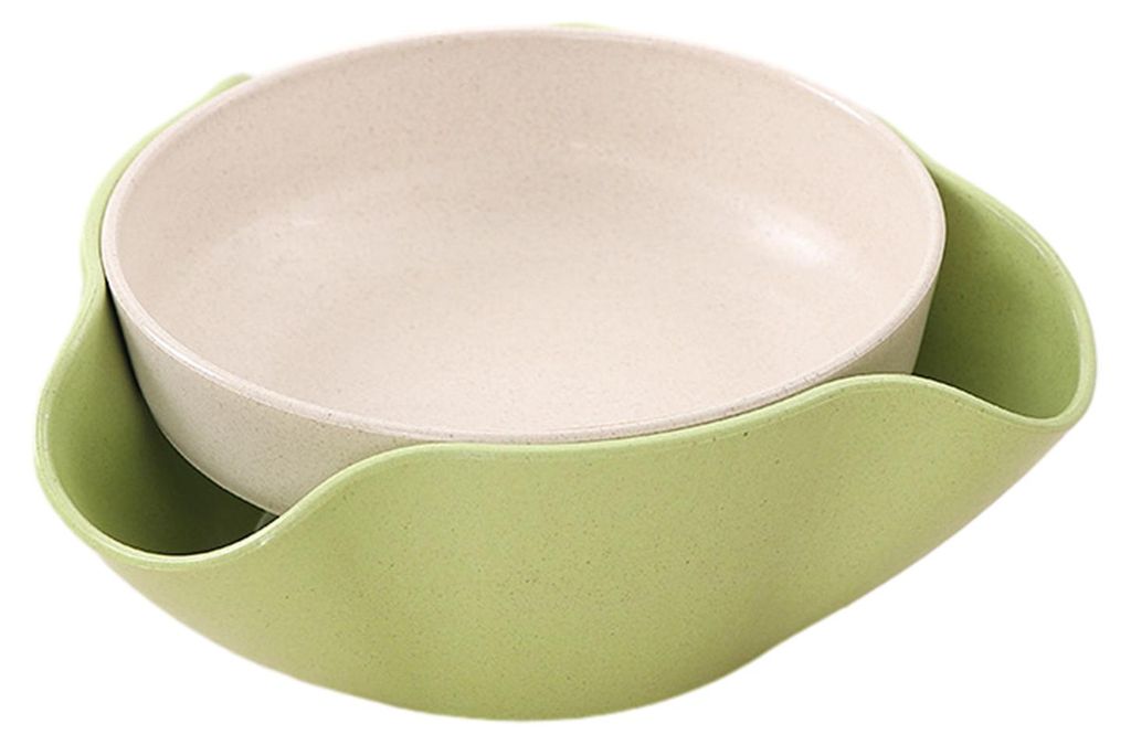 Doppelte Snackschale aus Stroh, Servierschale mit Aufbewahrungsmöglichkeit für Pistazien, Edamame, kandierte Früchte, Kirschen und Nüsse