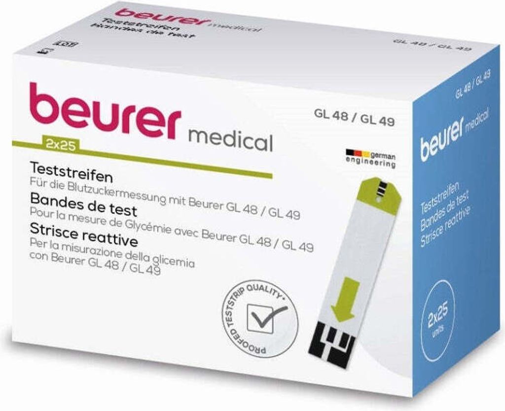 Beurer Blutzuckerteststreifen GL 48/ GL 49, 50 Stück Produktbild 