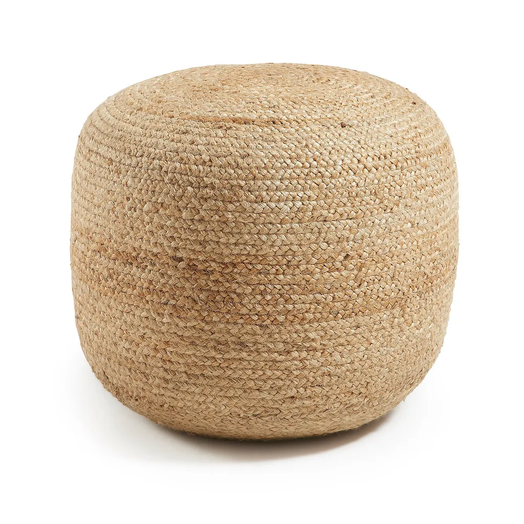 Pouf Doc 50x50x45 cm en Jute Naturel - Siège d'Appoint Tressé à la Main