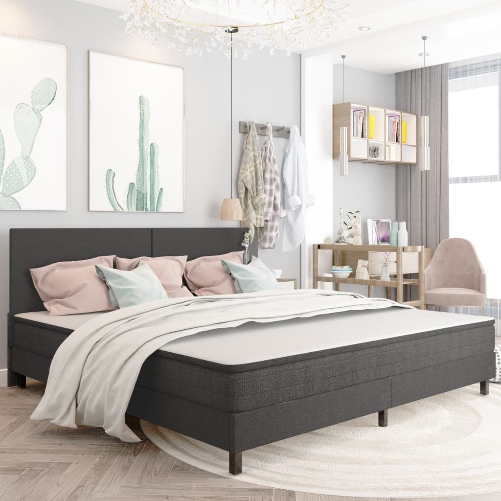 The Living Store Boxspring-Bettgestell Grau Stoff 200x200 cm
